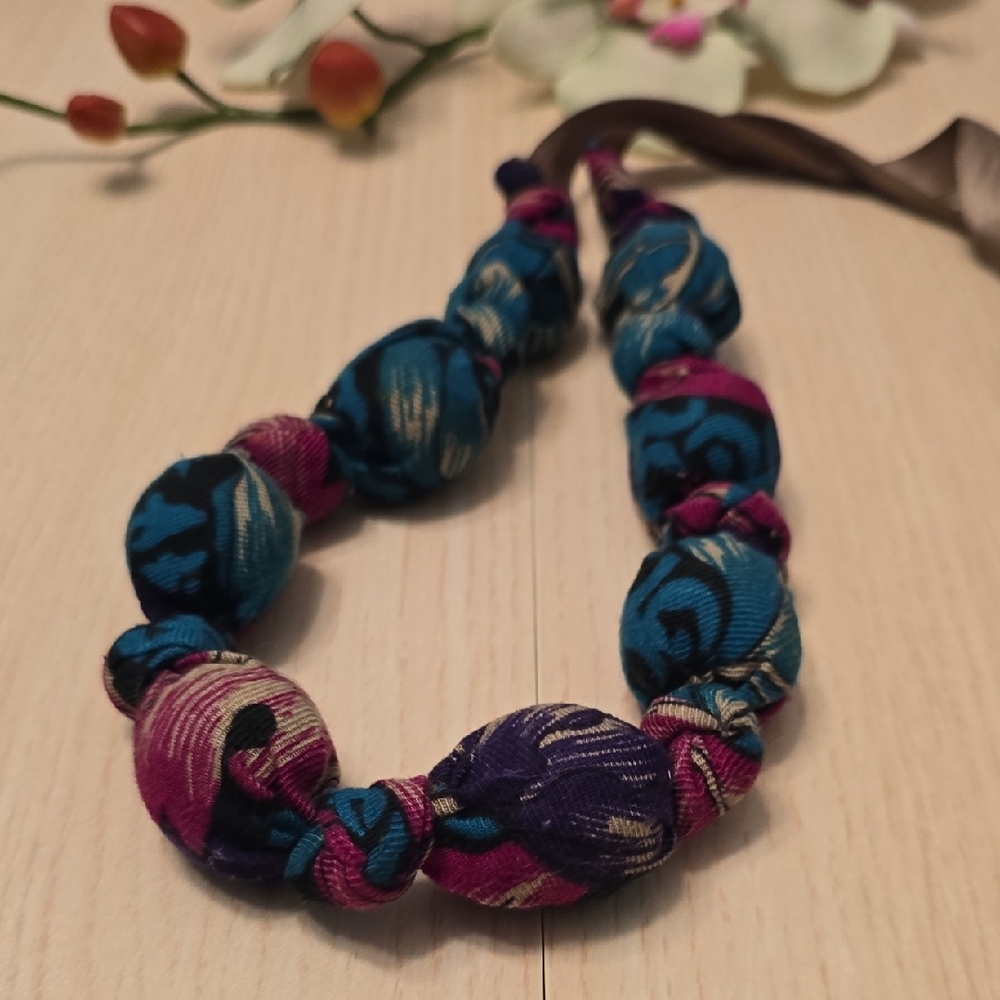 New Artisan Baby Chew Organic Wood & Fabric Necklace